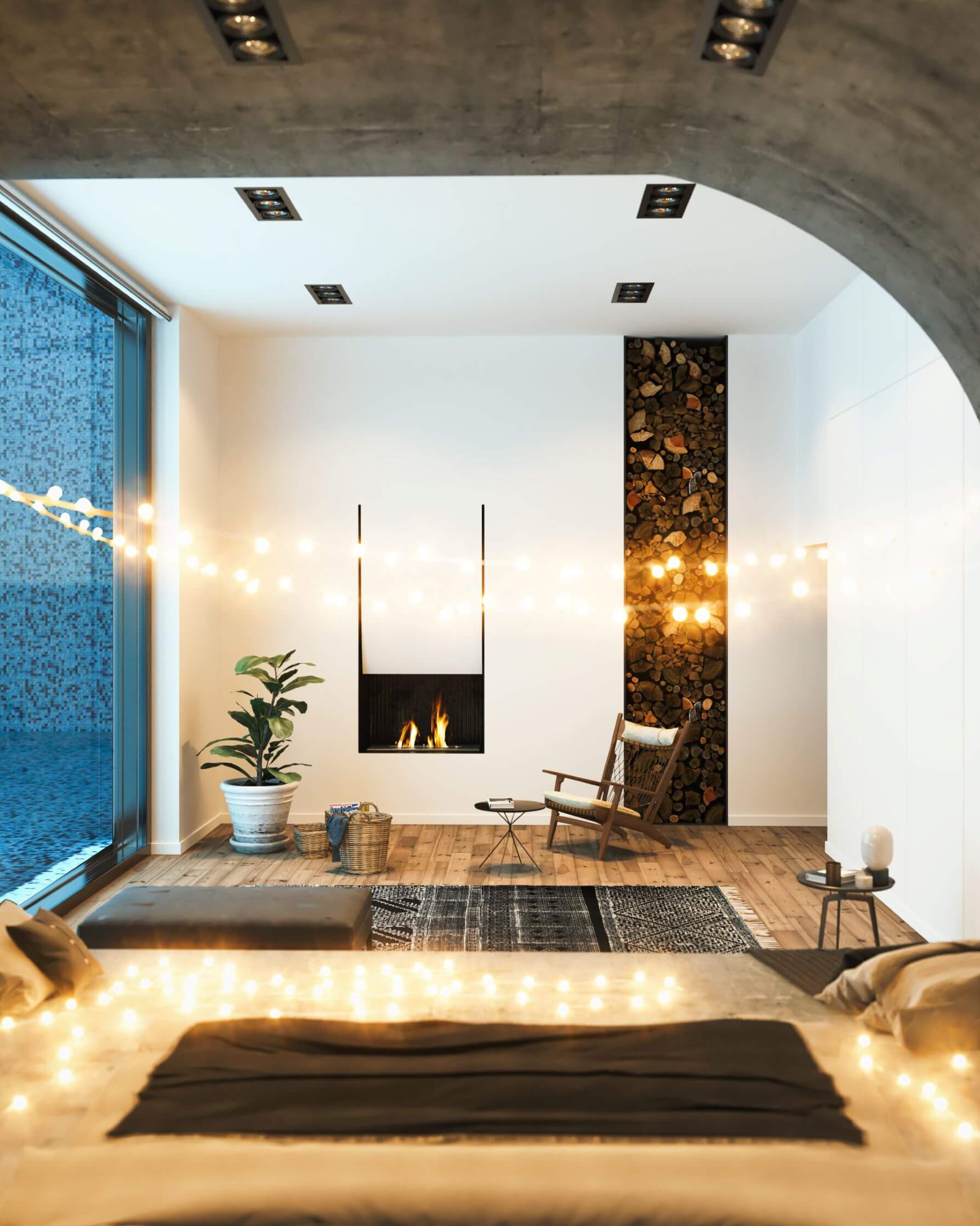 cozy living room with fire place